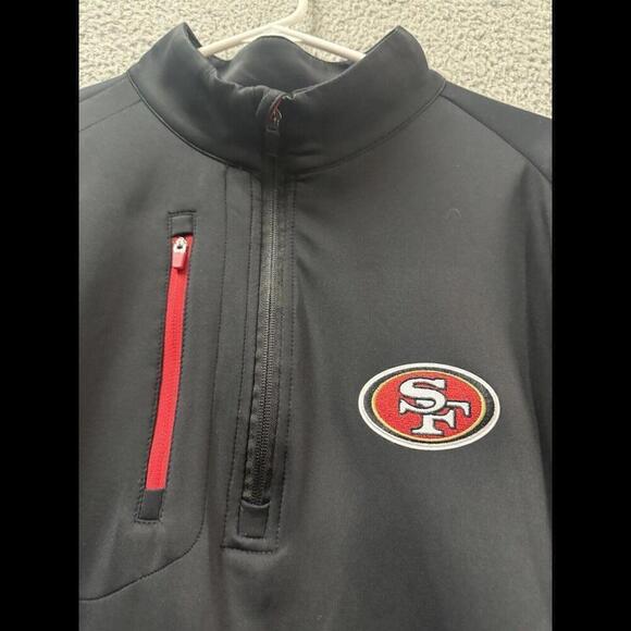 SF 49ers Jersey Jacket Mens XL Black 3/4  Zip Embroidered Baseball - Picture 5 of 12